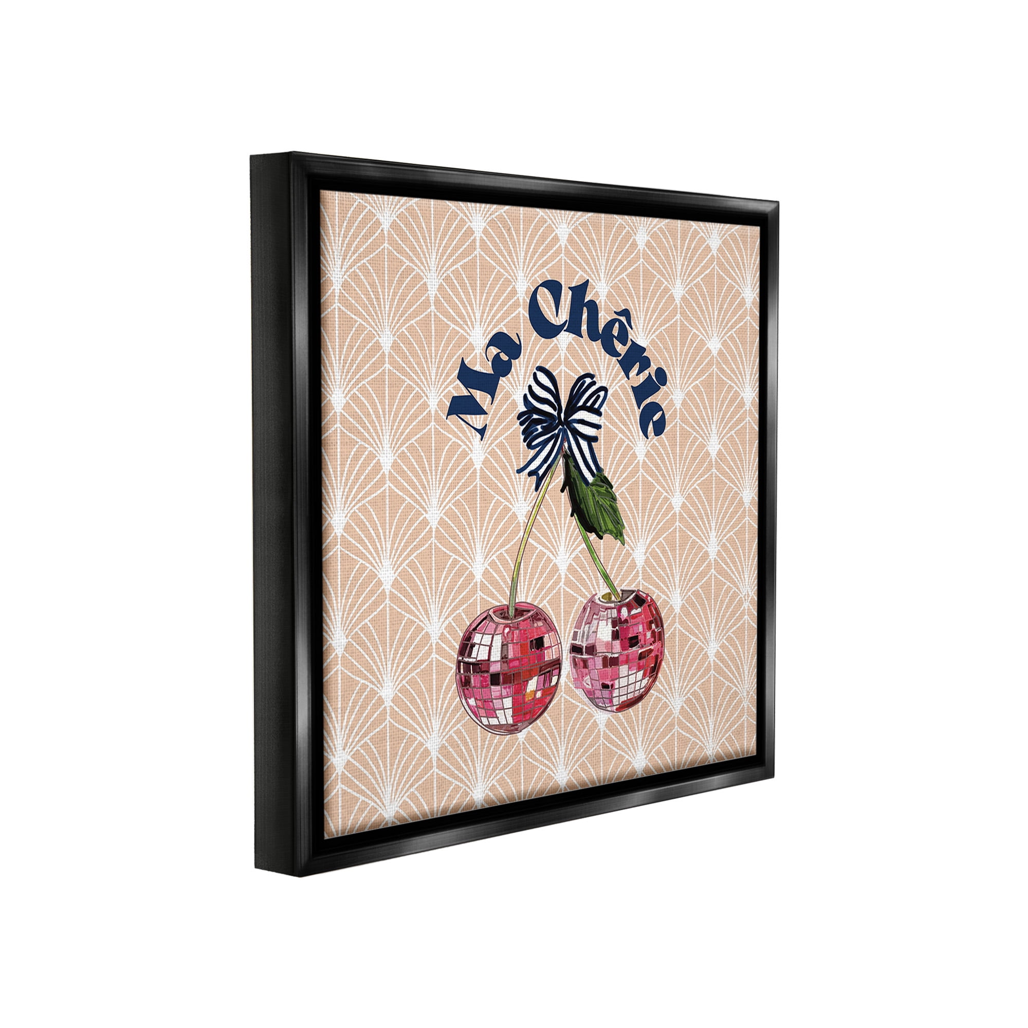 Stupell Industries Botanical Patterned Cherries Food & Beverage Painting Black Floater Framed Canvas Art Print Wall Art, 25 x 25