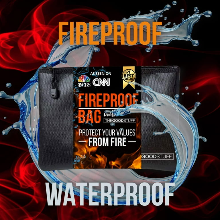 Water and Fireproof Pouch 10 x 13 2000 Protect Important Documents Fireproof Bags Extra Strength Waterproof and Fireproof Document Bag