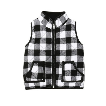 

Toddler Kids Plaid Waistcoat Sleeveless Warm Vest Coat Outwear Autumn Winter Children Jackets Tops Clothes with Pockets for Boys Girls 1-6Y