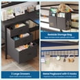thumbnail image 5 of Twin Loft Bed Frame with L-Shaped Desk&LED Lights&Charging Station, Metal Loft Beds with 3 Storage Drawers & Glass Cabinet & Hutch, Twin Size Bed Frame with Safety Guardrail & Ladder, Black, 5 of 11