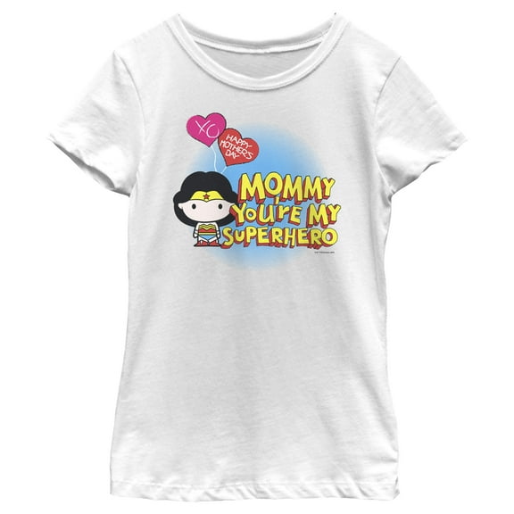 Girl's Wonder Woman Mommy Superhero  Graphic Tee White Small