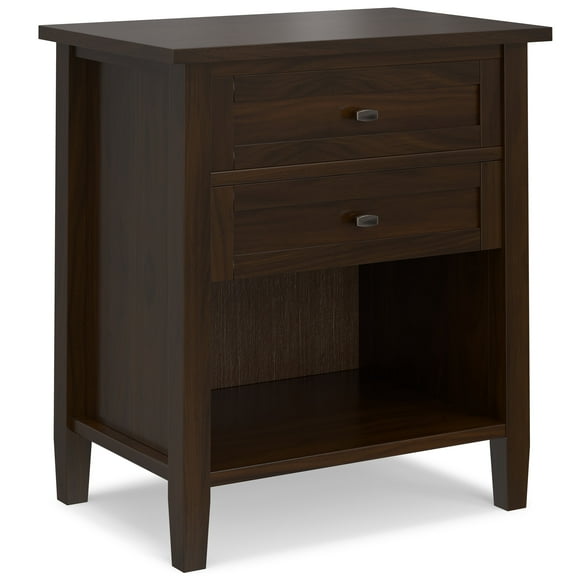 Simpli Home Warm Shaker Solid Wood 24 inch Wide Transitional Nightstand in Tobacco Brown