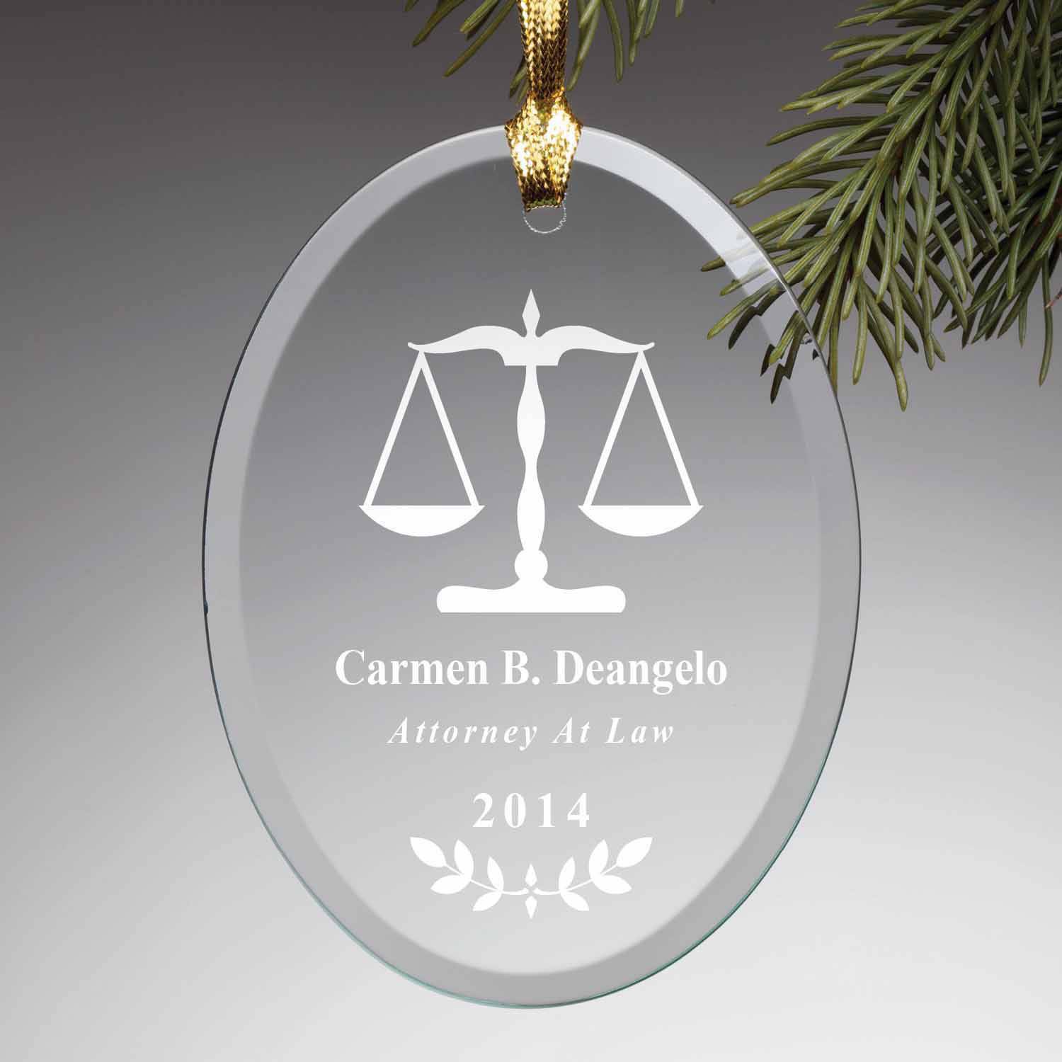 Personalized Attorney At Law Glass Ornament