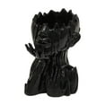 thumbnail image 2 of Maceta de resina para jardín, diseño de cabeza de florero, decorativa, con forma de cara Negro, 2 of 9