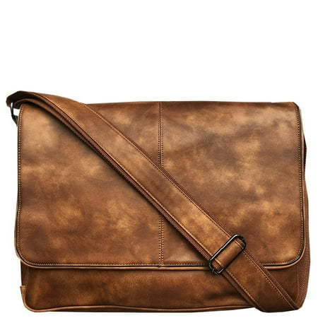 16.5" Brown Leather Men's Messenger Bag