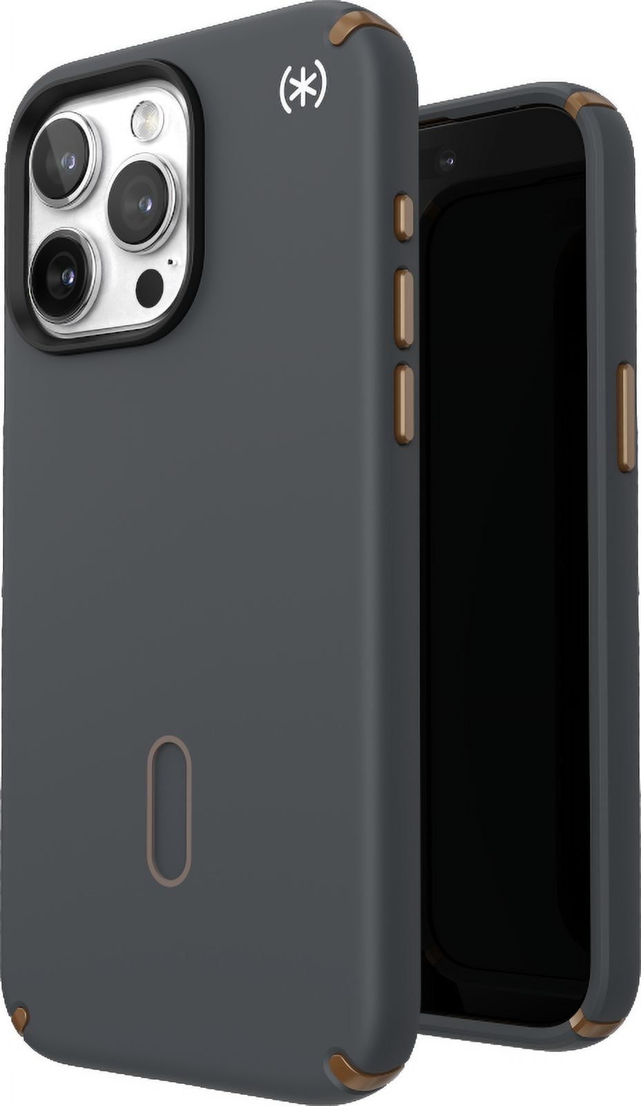 Speck iPhone 15 Pro Max Case-Presidio2 Pro-ClickLock-MagSafe-6.7 Inch Phone Case-Charcoal Grey/Cool Bronze/White