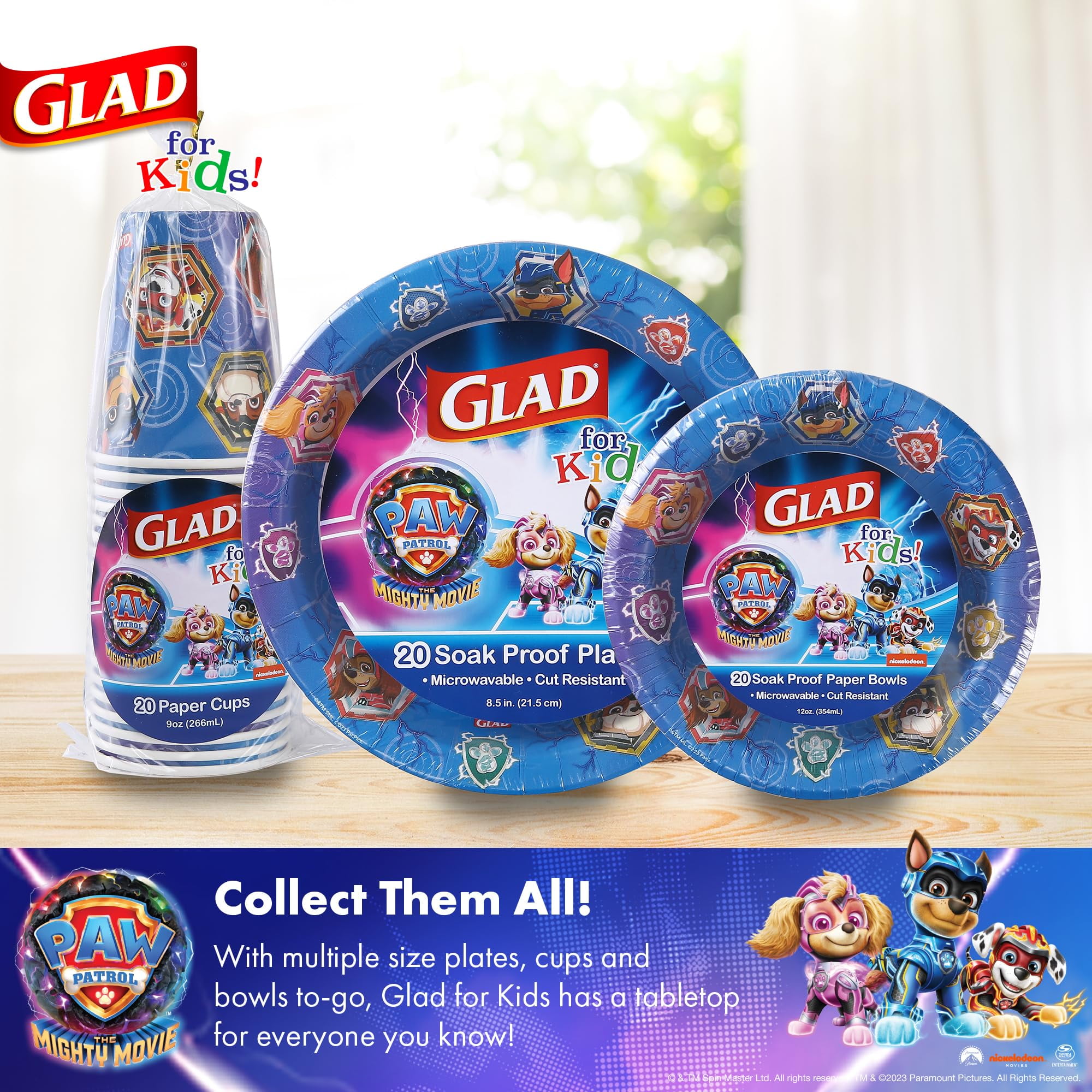 Glad For Kids Paw Patrol Movie Sheild 9oz Paper Cup 20ct