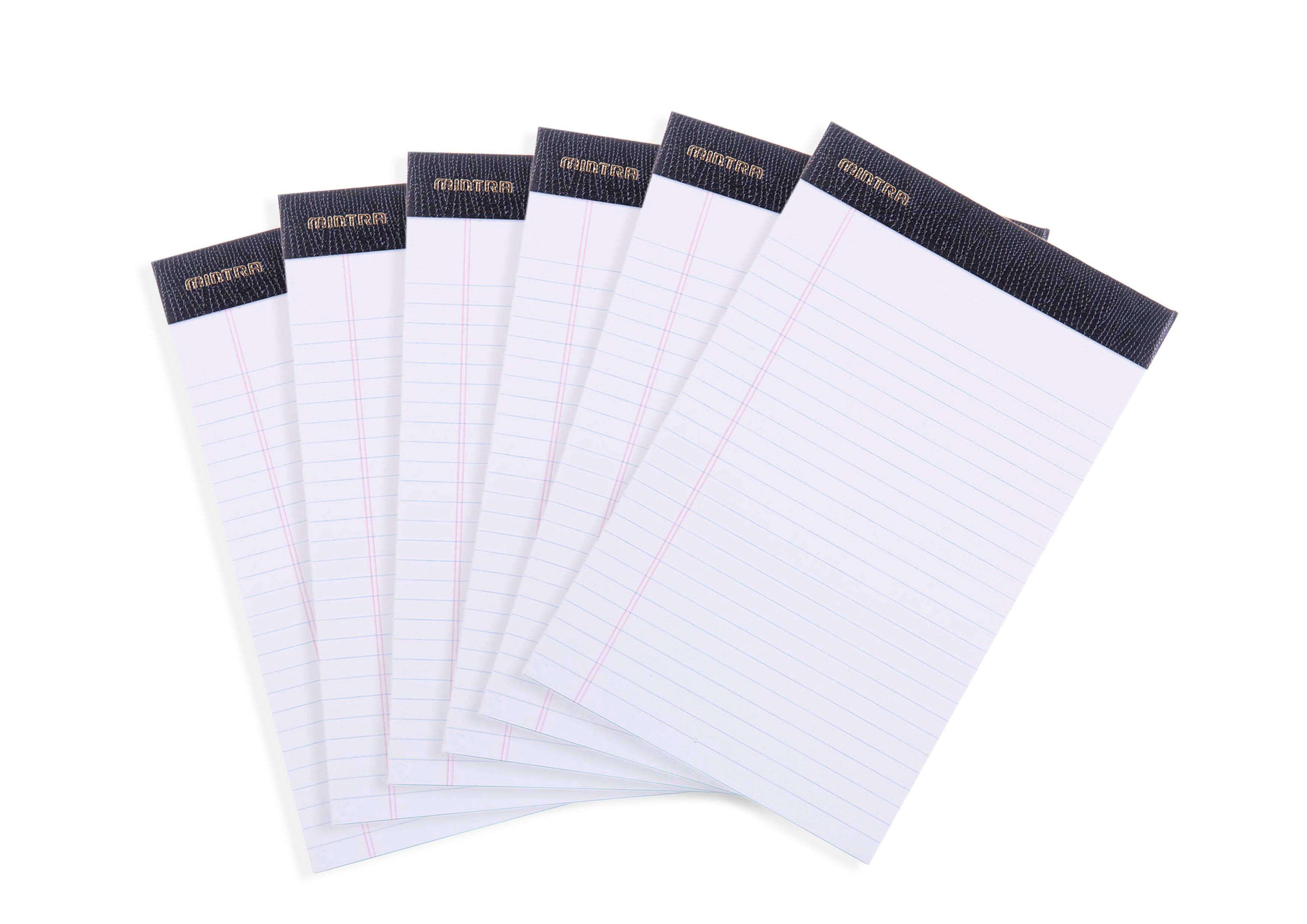 Mintra White Premium Legal Pads, Writing Pads -  6 Pack (05772) - 8.5in x 11in, 50 Sheets, Heavyweight Paper