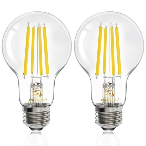 Energetic Dimmable A19 Led Edison Light Bulb, 12W Equivalent 100W, 1600Lm High Brightness, 5000K Daylight, Clear Antique Led Filament Bulb For Home, Bathroom, E26 Standard Base, 2-Pack