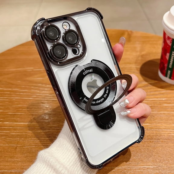 Ring Stand for iPhone 14 Pro Max Case Compatible with MagSafe,Military Grade Protection Magnetic Ring Holder Shockproof Hard Case with Camera Lens Protector for iPhone 14 Promax Black