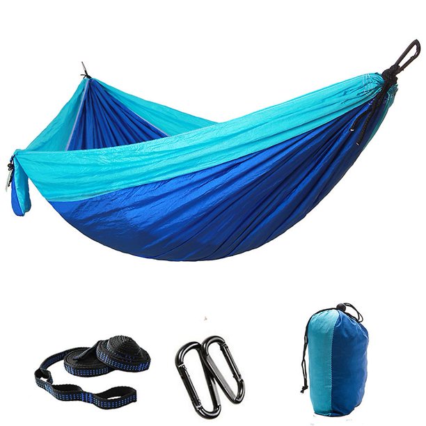 Hamaca para acampar al aire libre: hamaca ultraligera, portátil, de nailon, transpirable y duradera con correas para árboles para balcones interiores, campamentos al aire libre, Hiki