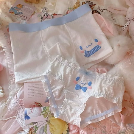 Cute and Sexy 2PCS Sanrio Cinnamoroll Kuromi Mymelody Cartoon Couple Underwear Female Panties and Mens Boxers Briefs - Perfect for Anime Fans and Boyfriend FJH