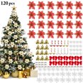 thumbnail image 1 of 120 Uds. Decoraciones de flores para árbol de Navidad, adornos de árbol de Navidad rojos para decoración de árbol de Navidad para fiestas navideñas, 1 of 5