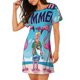 thumbnail image 2 of Fotbe Beach Flamingo Trio Bata de Dormir para Mujer con Estampado, Camisón de Algodón de Manga Corta, Ropa de Dormir Casual, 2 of 6