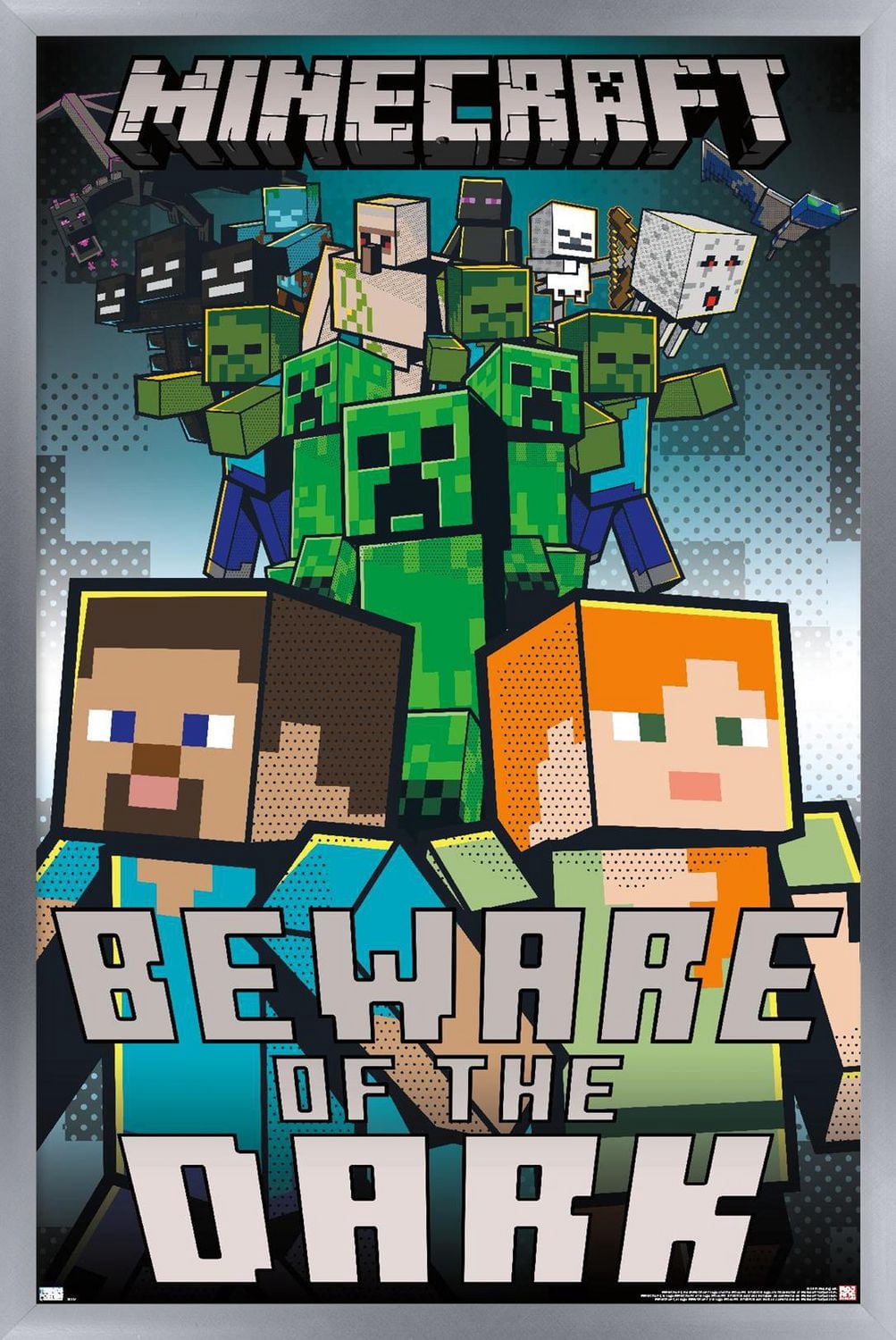 Minecraft - Beware Of The Dark Wall Poster with Magnetic Frame, 22.375" x 34"