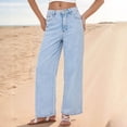 thumbnail image 5 of BangWanChi Jeans for Women High Waist Women's Ice Silk Thin Solid Color With Drawstring Pocket Straight Leg Work Pants, 5 of 5