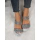 thumbnail image 2 of Women Rhinestone Decor Double Strap Flat Sandals, Brown Slide Sandals, 2 of 4