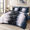 Blue Black-Full, variant on Blue Black King Size 7 Piece Ombre Boho Bed-in-a-Bag Bedding Set