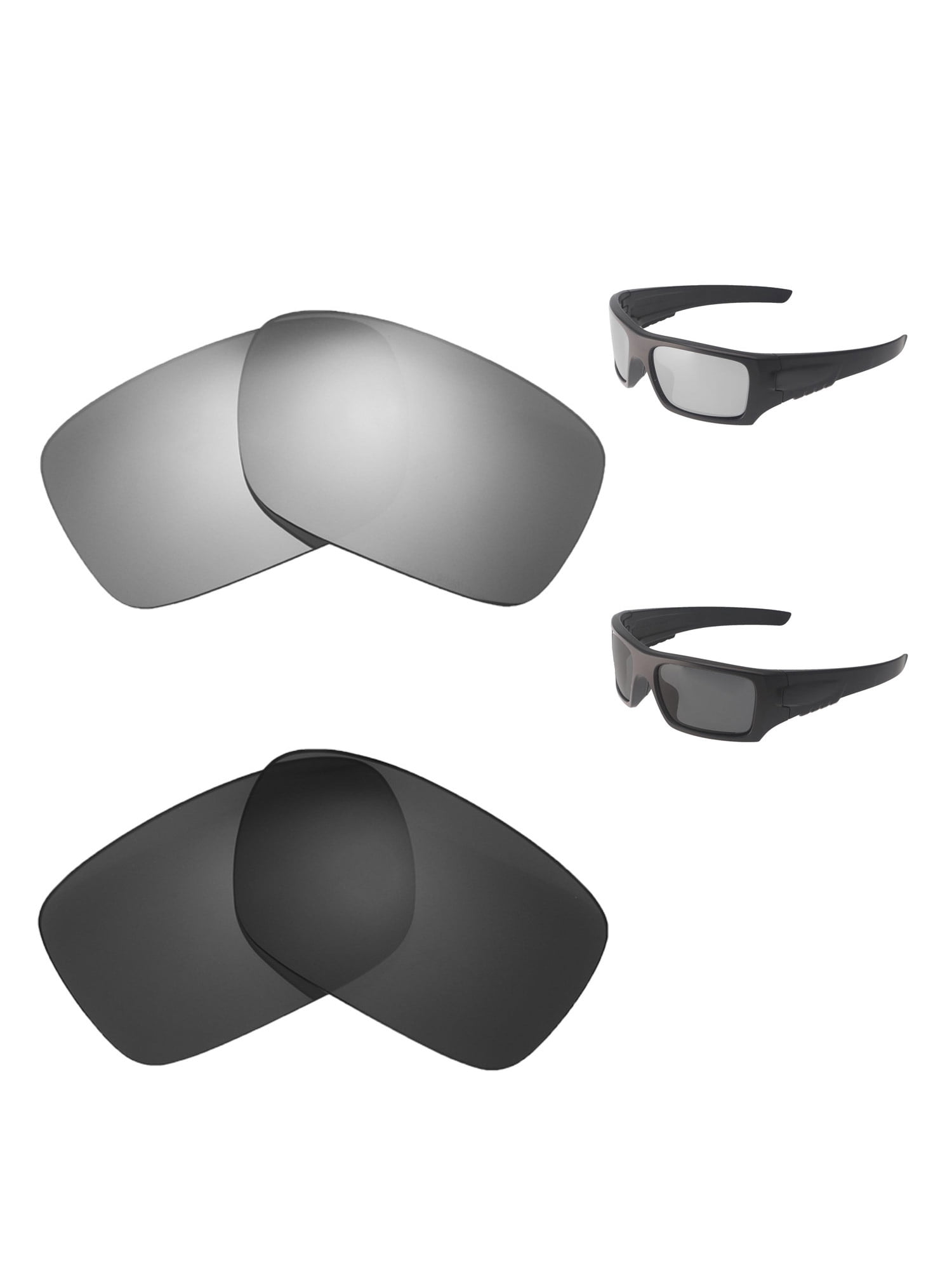 Walleva Polarized Titanium + Black Replacement Lenses For Oakley Det