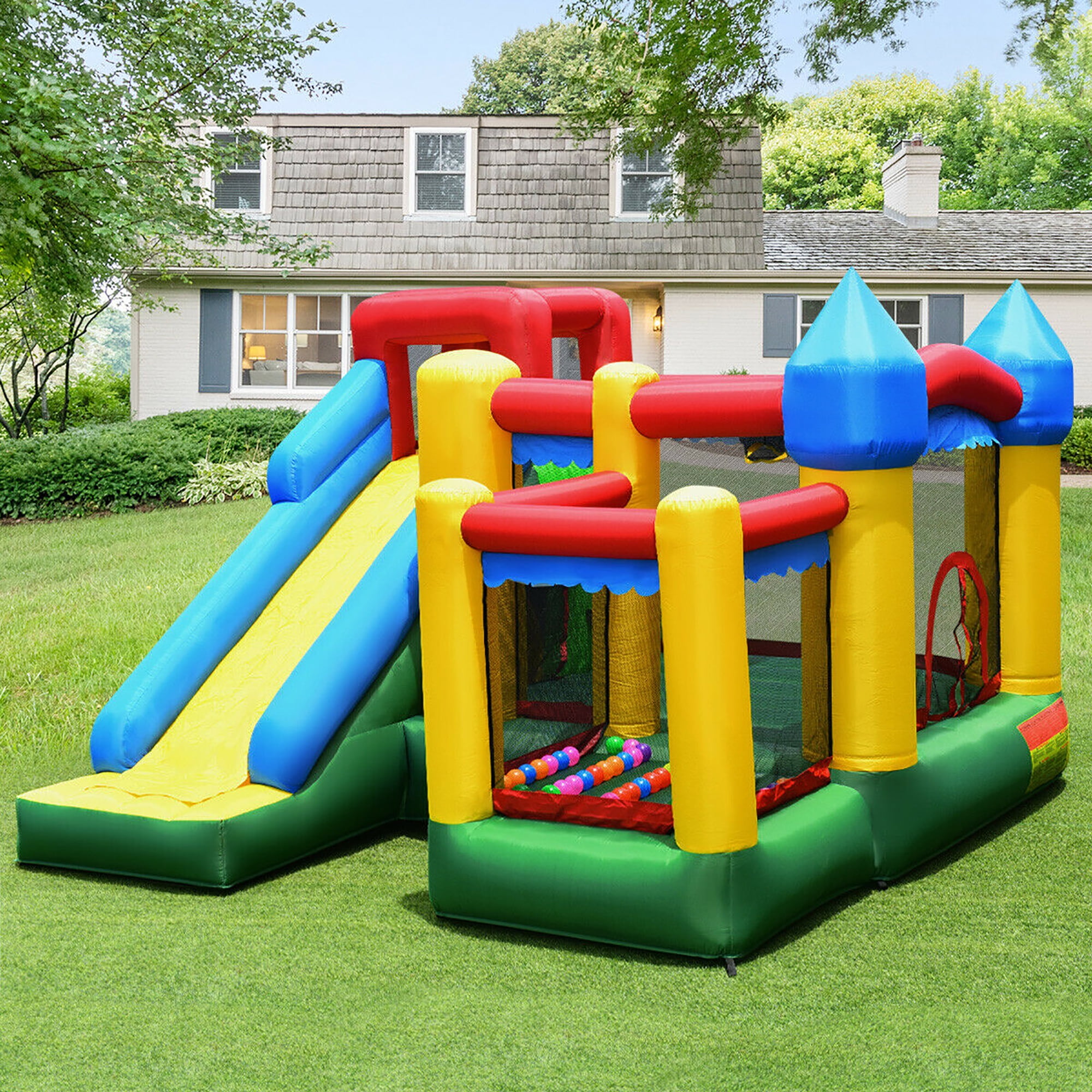 Mighty Inflatable Bounce House Castle Jumper Moonwalk Bouncer w/680W Blower New