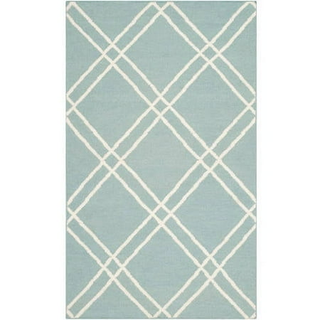 SAFAVIEH Dhurries Skyler Geometric Area Rug, Light Blue/Ivory, 8' x 10'