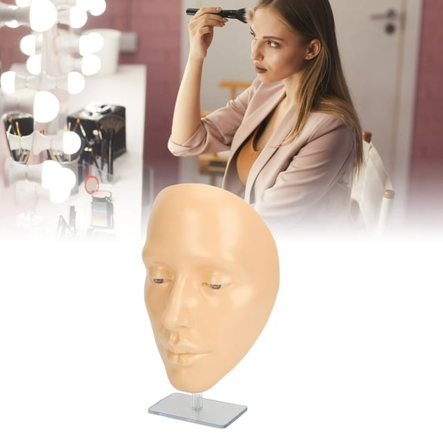5D Silicone Cosmetology Mannequin Board, Full Face Makeup Practice For Beginners,& Easy To Clean