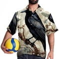 thumbnail image 4 of Crow Men's Hawaiian Print Casual Button Down Short Sleeve Summer Beach Shirt - Unisex, 4 of 6