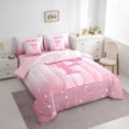 thumbnail image 3 of Castle Fairy 7-Piece Twin Bedding Set - Monogram P, Cute Bow (Ombre Glitter Print, Set 4), 3 of 8
