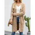 thumbnail image 5 of Ecetana Womens Long Sleeve Cable Knit Long Cardigan Open Front Button Sweater Outerwear with Pockets, 5 of 5