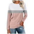 thumbnail image 1 of WEAIXIMIUNG Hauts Quotidiens pour Femmes Imprimé Manches Longues Confortable Blouse à Blocs de Couleur Tunique Décontractée Manches Longues Col Rond Pull Chemises, 1 of 5