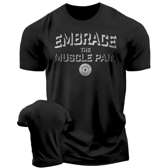 Gymish Embrace Muscle Pain Men’s Workout T-Shirt – Funny Gym Shirt, Lifting Tee, Deadlift Fitness & Bodybuilding Top