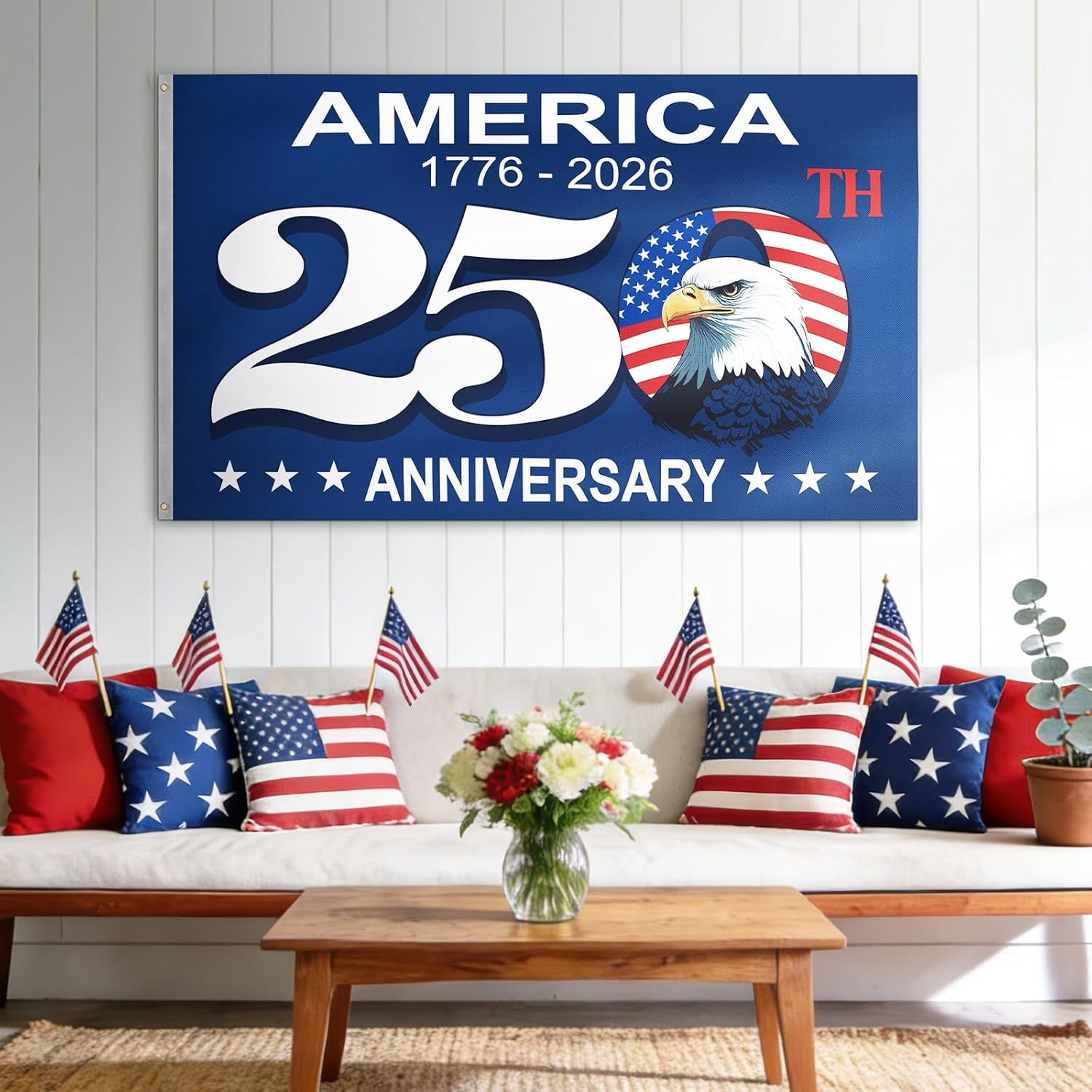 America 250 Anniversary Flag - 3x5 Ft Double Sided 3 Layers Patriotic Garden Flag, 4th of July Decorations for US 250th Celebration, America 250 Merchandise, Commemorative 1776-2026, Indoor Outdoor
