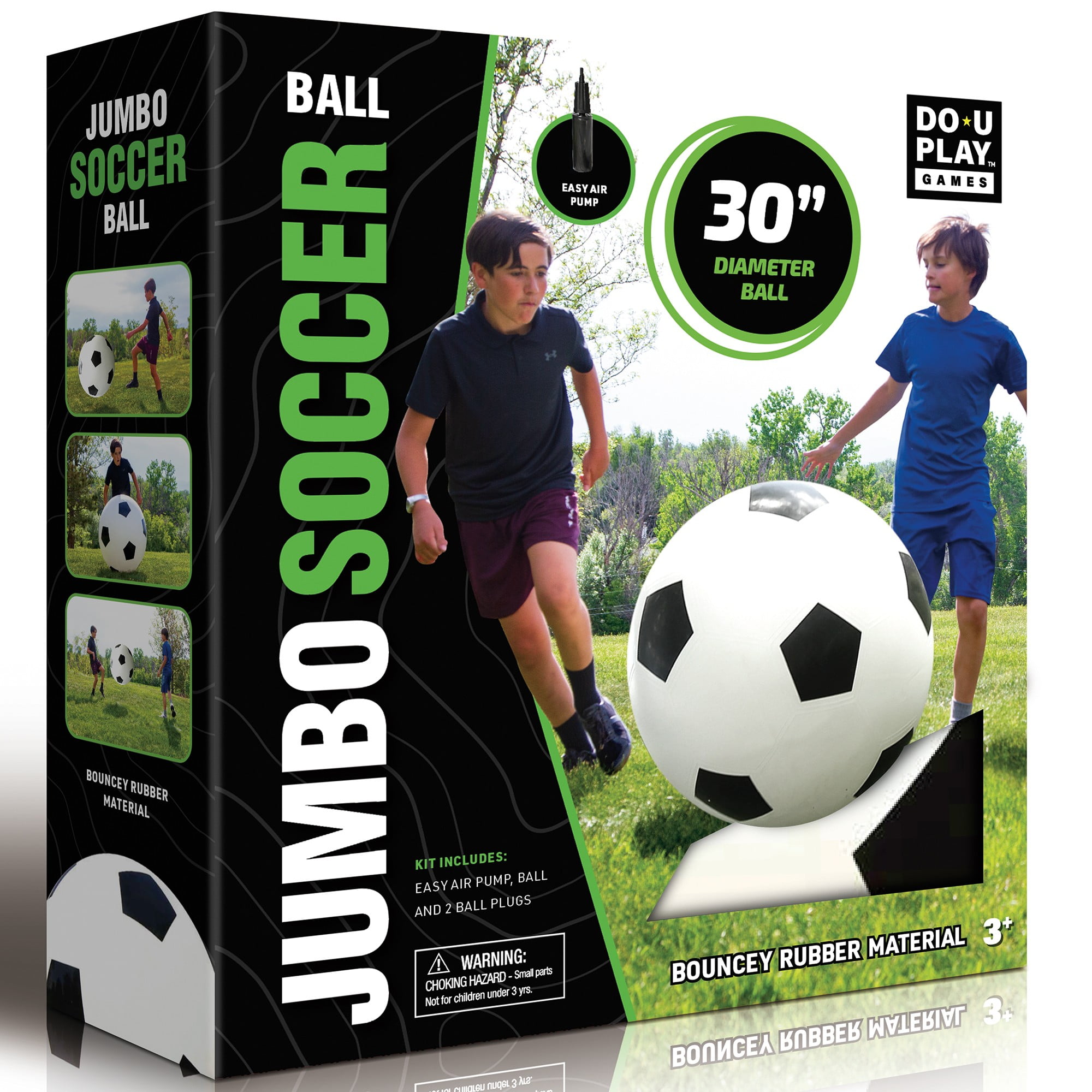 Do-U-Play: Jumbo Soccer Ball - 30" Inflatable Ball, Outdoor Sports Play, Kick-Chase-Bounce, Hand Pump, Easy Inflate & Deflate, Adults & Kids Ages 3+
