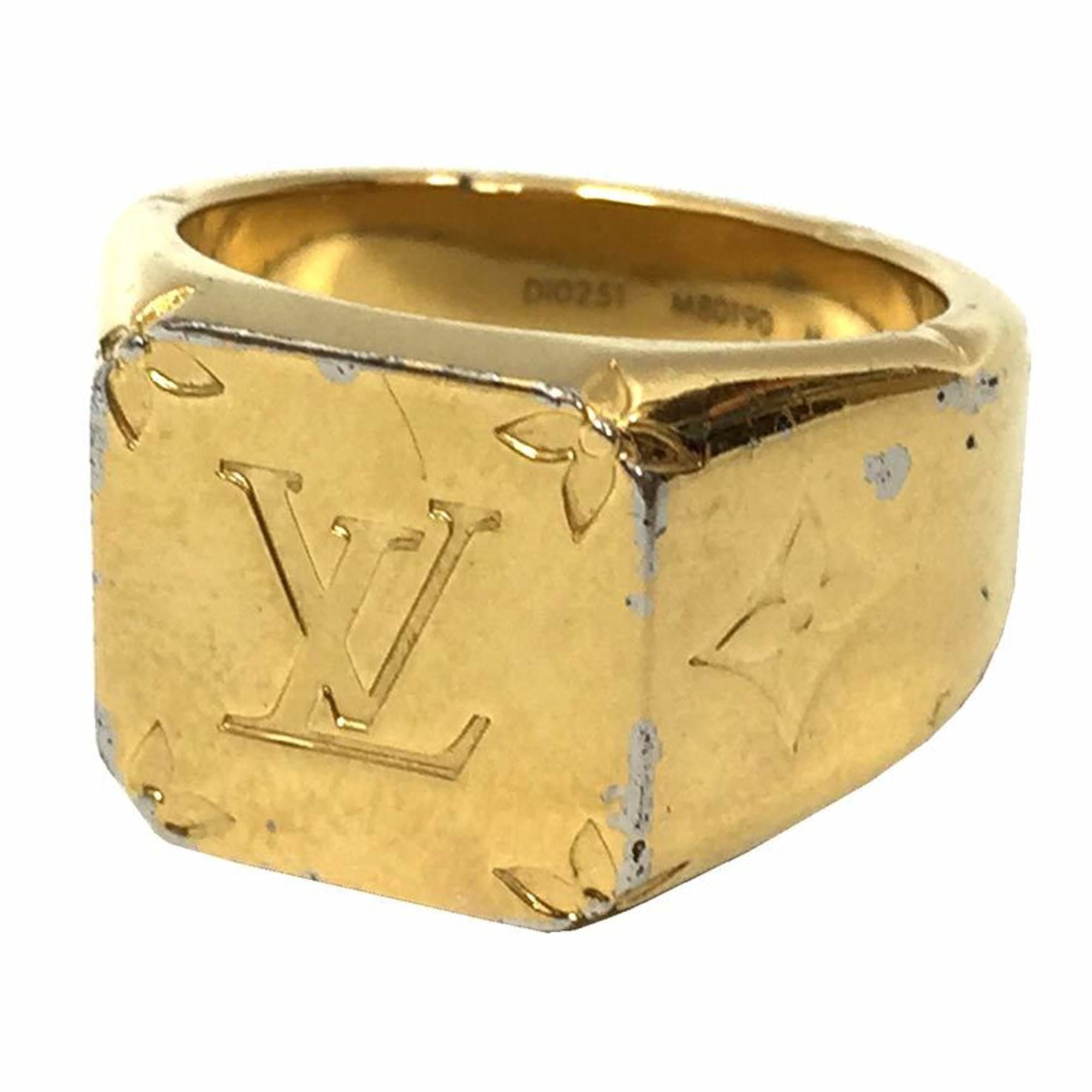 Pre-Owned Louis Vuitton LOUIS VUITTON Signet Ring M80190 Men's M Size 19 Gold Color... (Good)