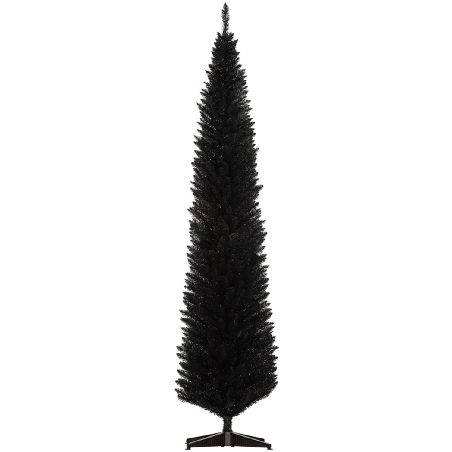 Astoutdoor 8 ft Black Artificial Christmas Tree with 618 Tips, Slim Pencil Style, Plastic Base