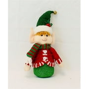 Christmas Elegance 12 Inch Standing Elf Plush Decor Assortment, Red, White and Gray