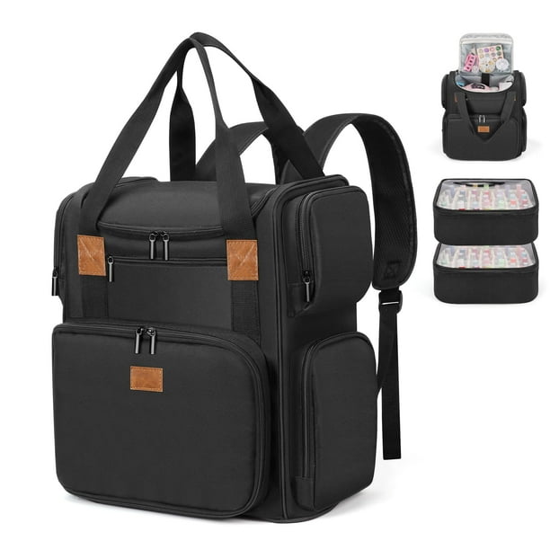 Organizador de esmalte de uñas, almacenamiento de esmalte de uñas con capacidad para 84 botellas, organizadores de uñas y estuche de viaje con bolsa de almacenamiento, color negro