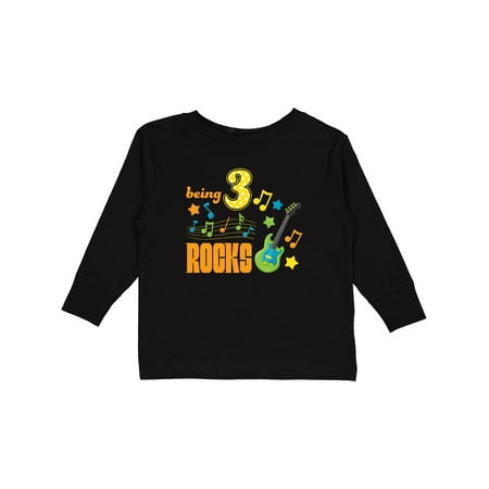 

Inktastic Being Three Rocks- Third Birthday Gift Toddler Boy or Toddler Girl Long Sleeve T-Shirt