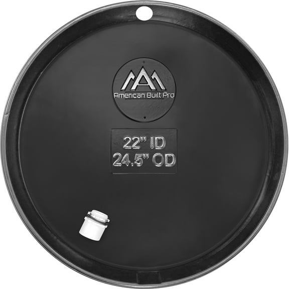 American Built Pro Water Heater Drain Pan drilled Anti Flood Pan Comes with 1" Drain Adapter Fitting 22" Round Black Drain Pan Made for Electric Water Heater Protects Floor from Water Damages