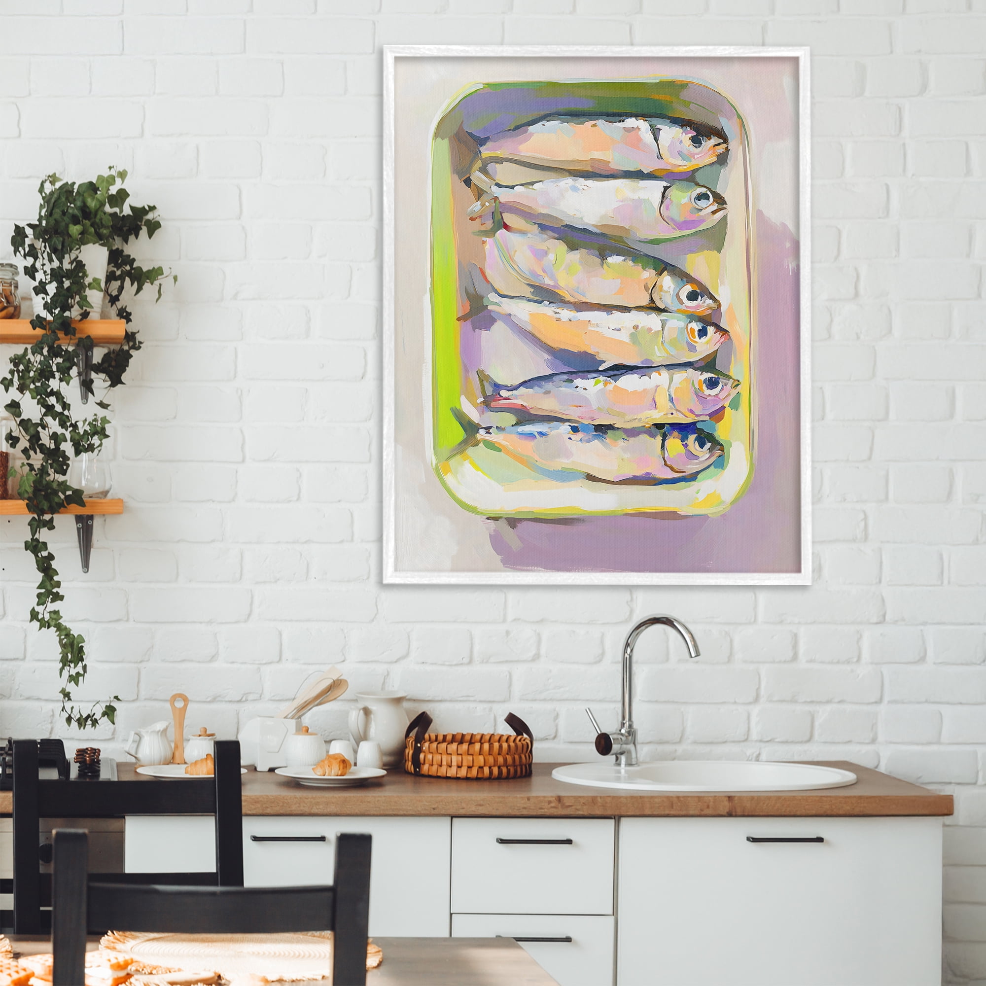 Stupell Industries Vibrant Hued Sardines White Framed Giclee Art, design by The Prints Vibe