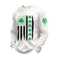 thumbnail image 3 of Letdown Mens Long Sleeve St Patricks Day T Shirts Crew Neck Waffle Knit Lightweight Pullover Tee (White,XL), 3 of 4
