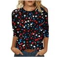 thumbnail image 2 of Cavosen Patriotic Tops for Women Independence Day 3/4 Sleeve Crewneck Shirts USA Star Striped Graphic Tops Lady XL 4th of July Casual T Shirts Red White and Blue Tunic Tees Patriotic Outfits, 2 of 5