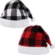 thumbnail image 1 of Paquete de 2 gorros navideños de Papá Noel a cuadros, gorros navideños de peluche, gorros navideños para fiestas de disfraces y eventos festivos, 1 of 7