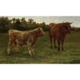 thumbnail image 2 of Rosa Bonheur 14x10 Black Ornate Wood Framed Double Matted Museum Art Print Titled: Two Cows Grazing, 2 of 5