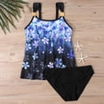 thumbnail image 6 of Qingpeng Plus Size Womens Two Piece Tankini Swimsuit Set Fashion Print Color Block Flowy Ruffle Tops with Triangle Shorts Swimwear, 6 of 6