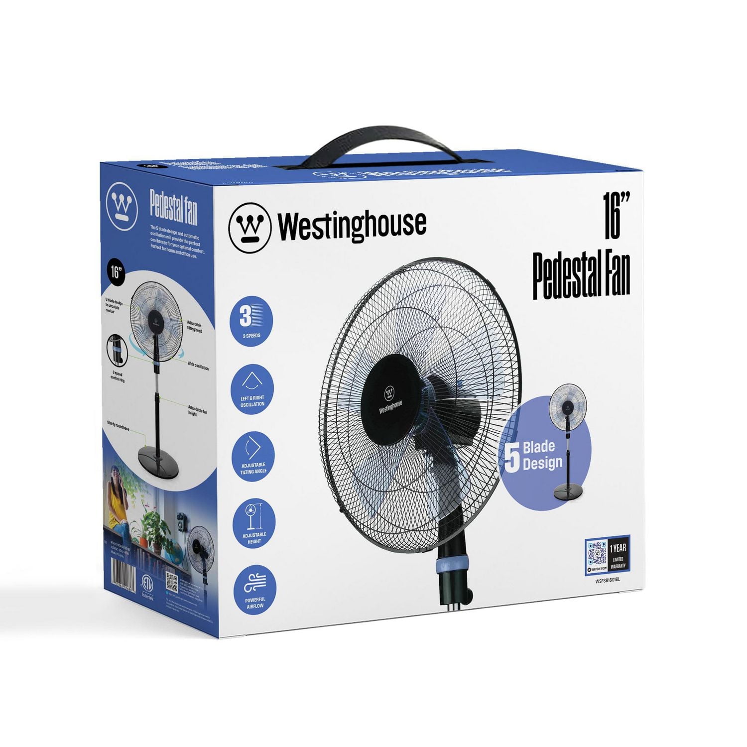 Ventilateur sur pied Westinghouse 16" (bleu)