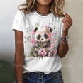 thumbnail image 2 of Camiseta con estampado de Panda de dibujos animados para mujer, camisetas de manga corta con cuello redondo, Jersey suelto para mujer, Tops de moda urbana para mujer, 2 of 5