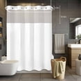 thumbnail image 5 of No Hook Shower Curtains with Detachable Snap-in Liner Set, Pure White Waterproof Hotel Style Bathroom Shower Curtain, Simple Solid Color Breathable Mesh Top Window Bath Curtains 72''x84'', 5 of 9