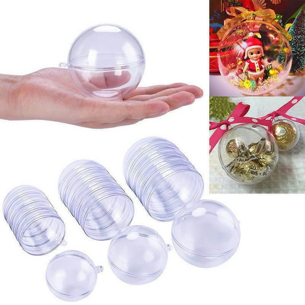 15pcs Clear Plastic Ball Baubles Sphere Fillable Christmas Ornament