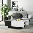 thumbnail image 2 of HOMCOM Table Basse Moderne avec Plateau Coulissant et Rangement Caché, Table Centrale Rectangulaire pour Salon, Noir/blanc, 2 of 10